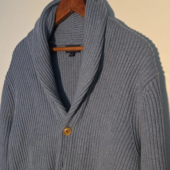 Brooks Brothers Small Blue Gray Cowl Neck Cardigan Perfect Condition